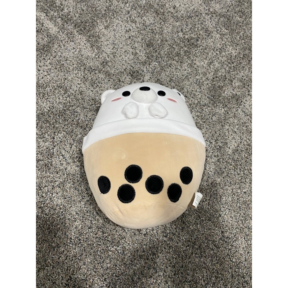 Avocatt White Bear Boba Tea Plushie Kawaii Stuffed Animal Soft Toy Tan White
